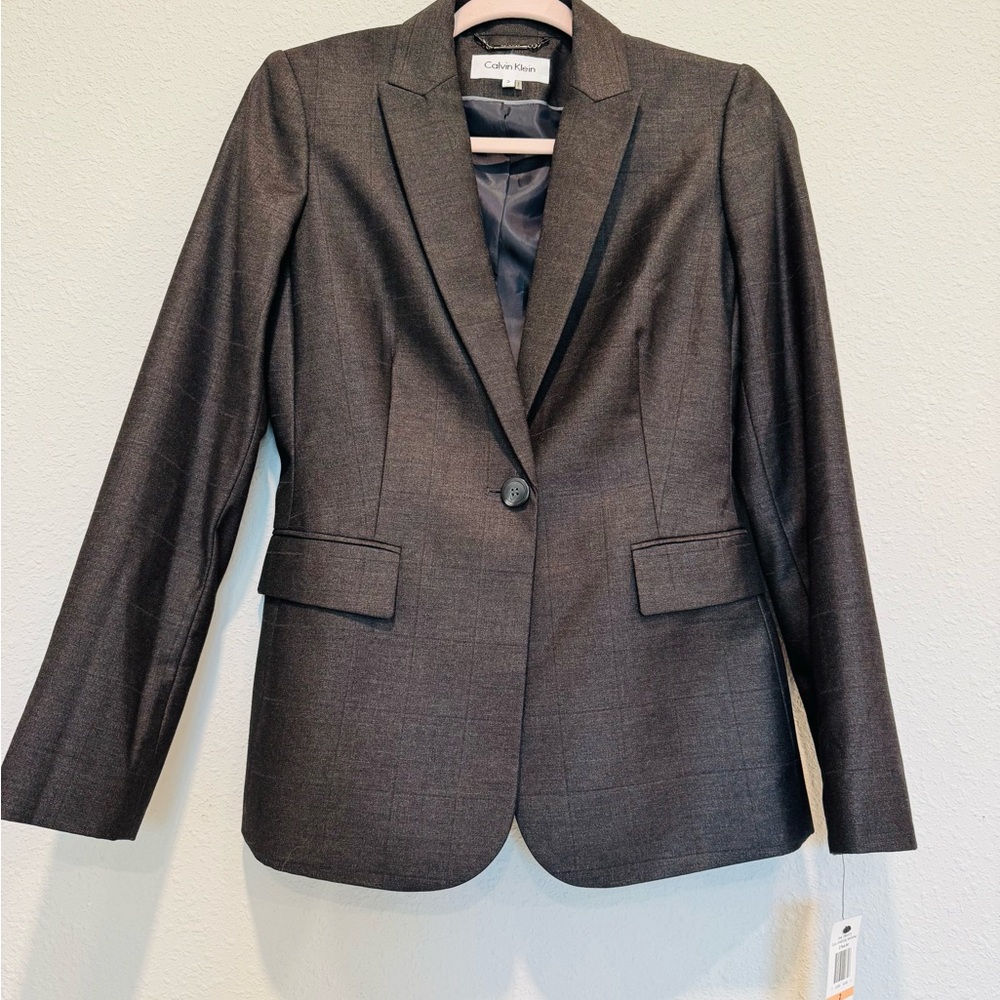 Calvin Klein Black Blazer Tailored Professional Suit Jacket size 2